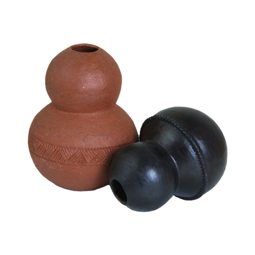 SOUTH AFRICAN ZULU CLAY POT - 3-4" TALL (0.8LBS) image 0